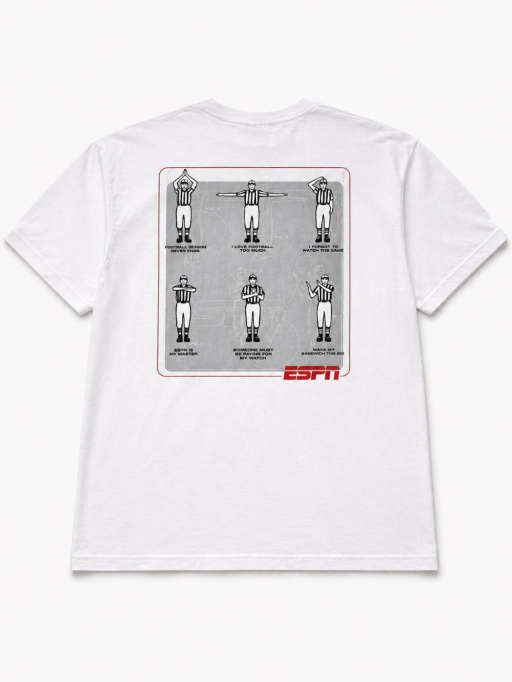 ESPN Referee Graphic Tee Men’s 2XL White Short Sleeve Streetwear T-Shirt